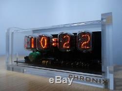 4 x IN-12 Nixie Tubes Clock acrylic case & white LED backlight steampunk retro