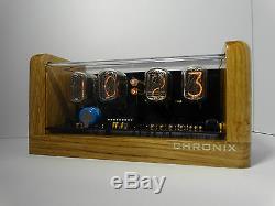 4xIN-12 Nixie Tubes Clock oak case alarm & led backlight steampunk vintage retro