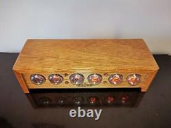 6 Digit IN-4 Nixie Tubes Clock Vintage Wooden WIRELESS CHARGER 12/24H FREE SHIPP