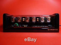 6xIN-12 NIXIE TUBES CLOCK with black pearl case alarm with power adapter Chronix