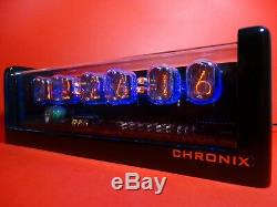6xIN-12 NIXIE TUBES CLOCK with black pearl case alarm with power adapter Chronix
