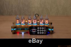 ALENA NIXIE IN-14 Tubes Desk Clock + Case + Power Supply + Remote + RGB + Effect