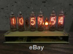 Assembled Nixie Tubes Desk Clock and Calendar Vintage IN-16 x 6 Russian blue