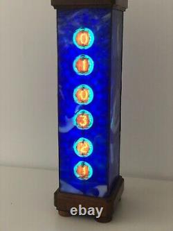 Blue Tower by Monjibox Nixie clock Z560M RGB LEDs backlight Bluetooth control