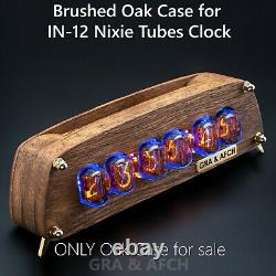 Brushed Oak Case for IN-12 Nixie Tubes Clock with Temperature F/C, Format 12/24H