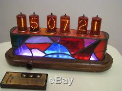CIUCAS Nixie Clock Z566M tubes Tiffany Stained Glass Case Monjibox