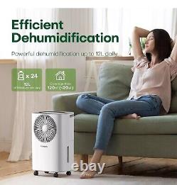 CONOPU Dehumidifier 12L/Day, 24h Timer On/Off, Auto Dehumidification, for Drying