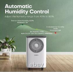 CONOPU Dehumidifier 12L/Day, 24h Timer On/Off, Auto Dehumidification, for Drying