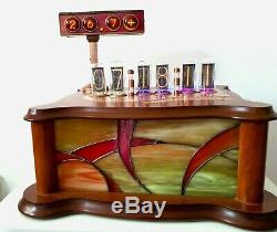 Clarissa Nixie Clock by Monjibox Nixie IN18 GN4 tubes stained glass Tiffany