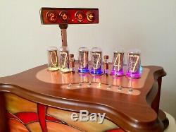 Clarissa Nixie Clock by Monjibox Nixie IN18 GN4 tubes stained glass Tiffany