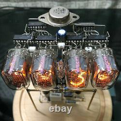 Classic Vintage IN-12 Nixie Tube Clock Assembled Round Glass Case Wood Base