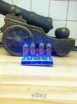 Clock Nixie IN14 4Tube Blue Tubes Vintage Assembled Retro Clock No Wooden Box