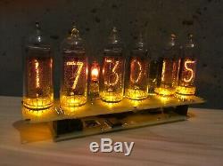 Clock Nixie IN14 6Tube Yellow Tubes Vintage Assembled Retro Clock No Wooden Box