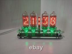 Clock with 4 tubes nixie in-8 in8 with LED light. Lamps included