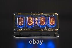 DIY KIT IN-12 Nixie Tube Clock on Acrylic Stand with Sockets 12/24H GOLD\BLACK
