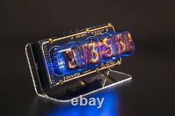 DIY KIT IN-12 Nixie Tube Clock on Acrylic Stand with Sockets 12/24H GOLD\BLACK