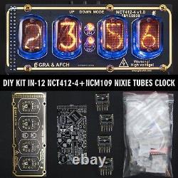 DIY KIT Nixie IN-12 Tube Clock Acrylic Stand Sockets 12/24H 4 Tubes GOLD\BLACK