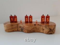 Dacian Series by Monjibox Nixie Clock Z570M tubes in Olive wood case