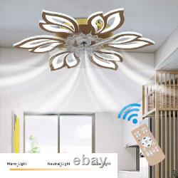 Dimmable Ceiling Fan Light Chandelier Lamp Bluetooth Remote Control Cooling Fans