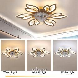 Dimmable Ceiling Fan Light Chandelier Lamp Bluetooth Remote Control Cooling Fans