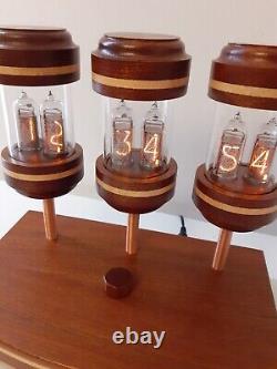 Fantastic Clock by Monjibox Nixie IN14 tubes Mahogany case