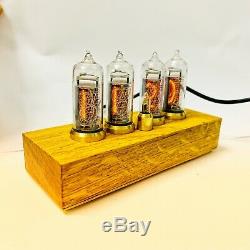 Handmade steampunk nixie clock IN-14 tubes with alarm