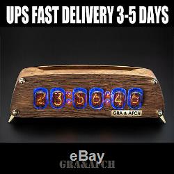 IN-12 Nixie Tubes Clock in Brushed Oak Case GRA&AFCH UPS FAST DELIVERY 3-5 days