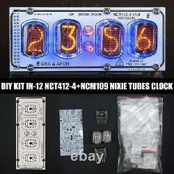IN-12 Nixie Tubes Clock on Acrylic Stand with Sockets 12/24H 4 Tubes Temperature