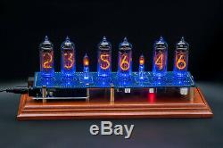 IN-14 Arduino Shield Nixie Tubes Clock on a Wooden Stand