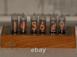 IN-14 NIXIE TUBE CLOCK Wood and brass case BLUE LED BACKLIGHT
