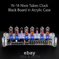 IN-14 Nixie Tubes Clock Acrylic Case with Temperature Sensor F/C BLACK BOARD