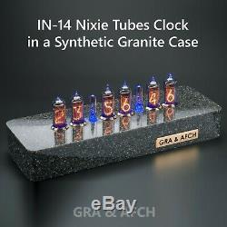 IN-14 Nixie Tubes Clock in a Synthetic Granite Case Divergence Meter mini