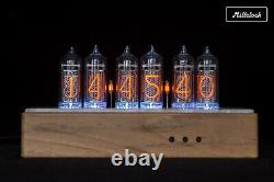 IN-14 Nixie tube Clock in Mocha marble and Teak stuffed with Vision and Sound