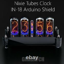 IN-18 Arduino Shield Nixie Tubes Clock Stylish Black Acrylic Case Tubes option