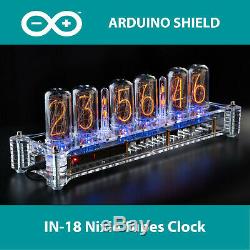 IN-18 Arduino Shield Nixie Tubes Clock in Acrylic Case TUBES OPTIONAL