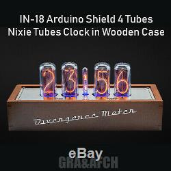 IN-18 Arduino Shield Nixie Tubes Clock in Wooden Case 4 TUBES GPS, Temp sensor