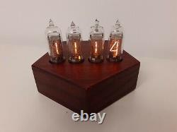 IN14 Nixie Tubes Clock Red wooden Case by Monjibox