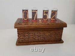 IN18 Nixie Tubes Clock in Artisan wooden case by Monjibox