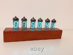 IV11 VFD Thermometer Hygrometer Alarm Clock with Wi-Fi Oak case Monjibox Nixie