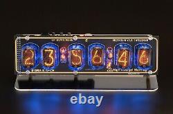 In-12 Nixie Tube Clock On Acrylic Stand With Sockets 12/24h Black Gold Boards