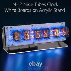 In-12 Nixie Tube Clock On Acrylic Stand With Sockets 12/24h Tubes Temp Sensor