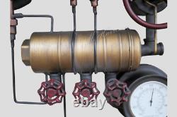 Industrial Pipe Wall Clock Steampunk Style Vintage Pipe Cogs Waterworks Decor