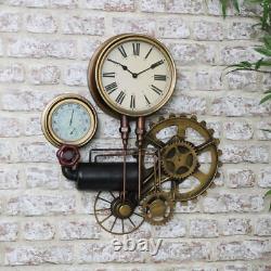 Large Industrial Pipe Clock rustic quirky home wall decor gift cog urban