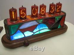 Large Rare Z566M Nixie tubes Clock Tiffany Stained Glass WiFi NTP by Monjibox