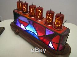 Large Rare Z566M Nixie tubes Clock Tiffany Stained Glass WiFi NTP by Monjibox