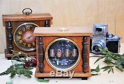 Last One! Re-purposed Vintage Retro Desk Clock Nixie Tube Clock, Table Clock