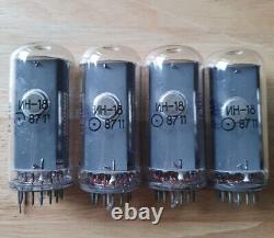 Lot of 4 In-18 Nixie tubes. Used. Tested. For Nixie clock. Perfect condition