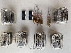 Lot of 6 IN-12 Nixie tubes + 4 INS-1 dot separators + 6 K155ID1 driver chips