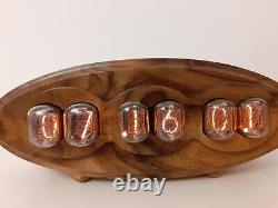 Monjibox Nixie Clock with Siemens ZM1188 tubes in Walnut case Wi-Fi Sync