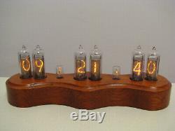 Monjibox Nixie clock uhr IN14 tubes Oak wooden case